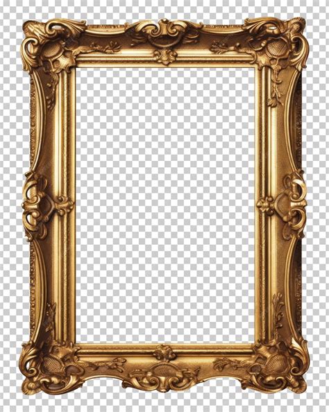 vintage picture frame isolated  transparent background premium ai