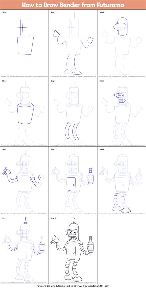 How To Draw Bender From Futurama Futurama Step By Step