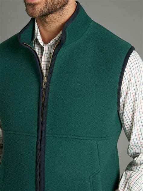 Wool Fleece Gilet Forest Green Mens Gilet Oliver Brown London