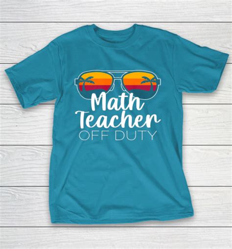 Math Teacher Off Duty Sunglasses Beach Sunset T Shirt Tee For Sports