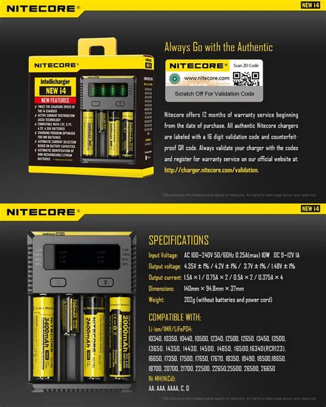 Chargeur Nitecore New I Universel Intelligent Pour Batteries Li Ion