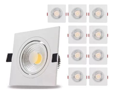 Kit 10 Spot Led 3w Direcionável Embutir Quadrado Teto Sanca MercadoLivre