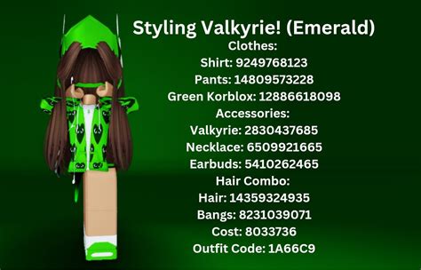 Styling Valkyrie Emerald Coding Roblox Codes Roblox Roblox