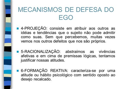 Os Mecanismos De Defesa Do Ego Sao Processos Librain