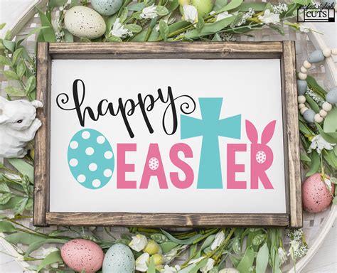 Happy Easter Vector Cut File Svg Dxf Fcm Brother Scanncut Silhouette