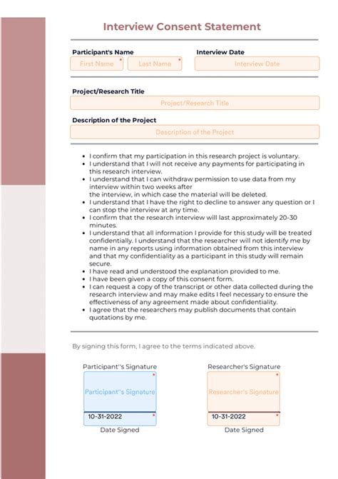 Interview Consent Agreement Sign Templates Jotform