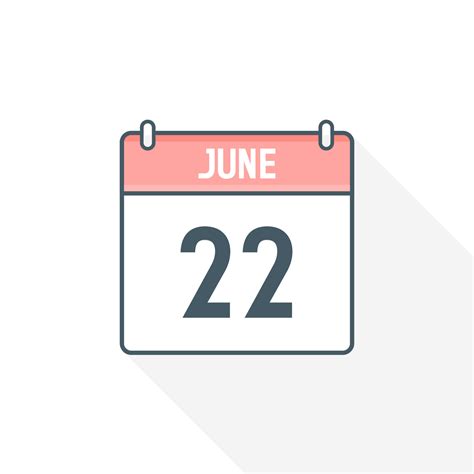 22nd June calendar icon. June 22 calendar Date Month icon vector ...