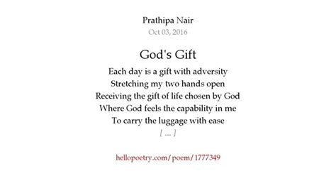 God's Gift by Prathipa Nair - Hello Poetry