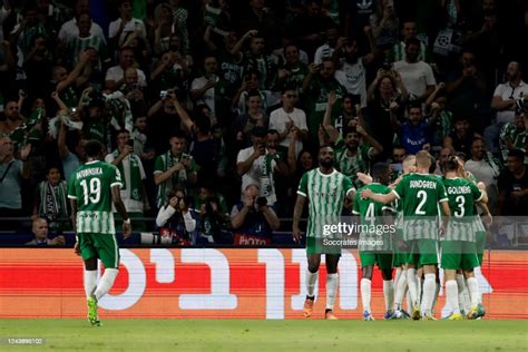 Omer Atzili Of Maccabi Haifa Celebrates 2 0 With Teammates During The