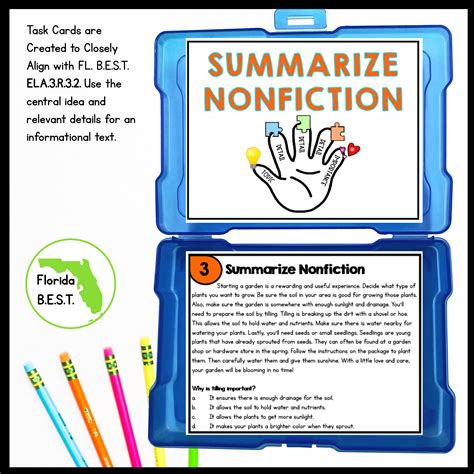 Summarize Nonfiction Task Cards Rd Grade Fl Best Magicore