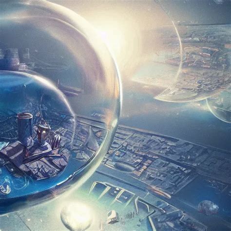 Giant City Floating In A Bubble In Space Artstation Stable Diffusion