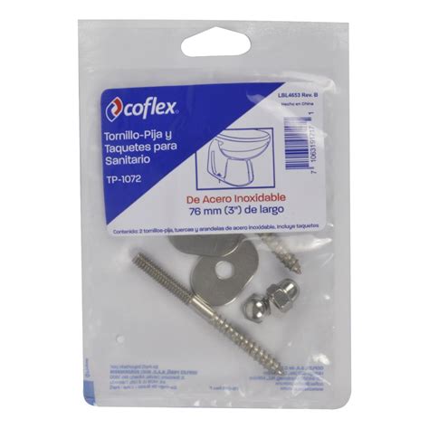 KIT DE TORNILLOS Y TAQUETES PARA SANITARIO 3 PULGADAS PLATA COFLEX