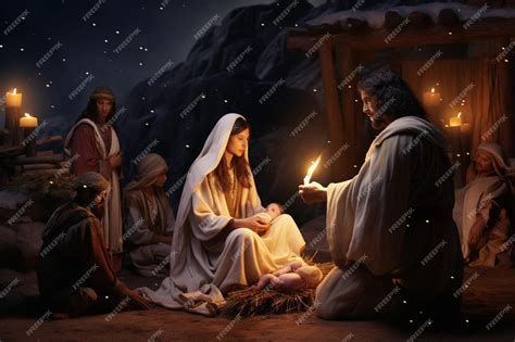 Premium Photo An Animated Nativity Scene Depicting Jesuss Birth