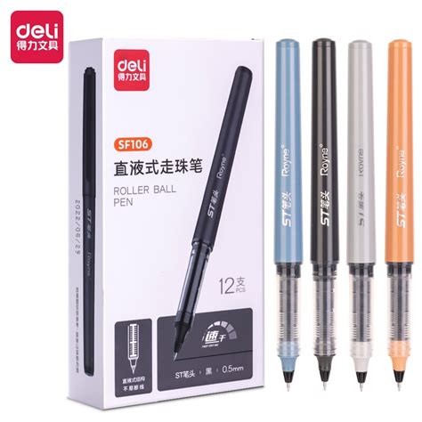 Deli Bol Grafo L Quido Recto De Tinta Negra De 0 5mm Bol Grafo De Gel