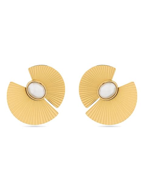 Boucles D Oreilles En Perles Blanches Luxenter Finies En Or Jaune 18K