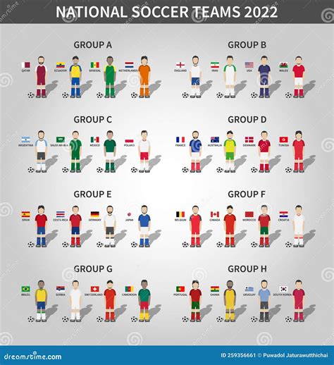 Qatar Fifa World Cup Soccer Tournament 2022 32 Teams Group Stages And Cartoon Character With