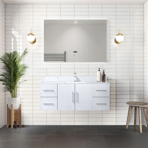 Lexora Geneva In W X In D Glossy White Single Bath Vanity