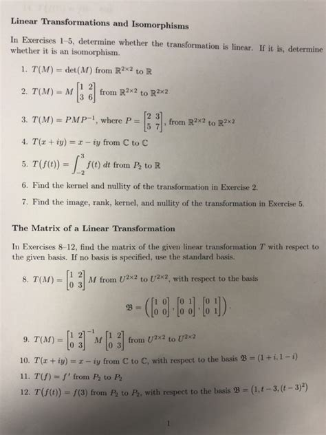 Solved Linear Transformations And Isomorphisms In Exercises Chegg