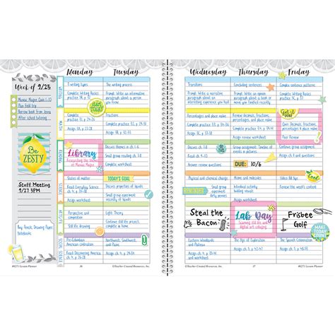 Lemon Zest Lesson Planner The Teachers Lounge