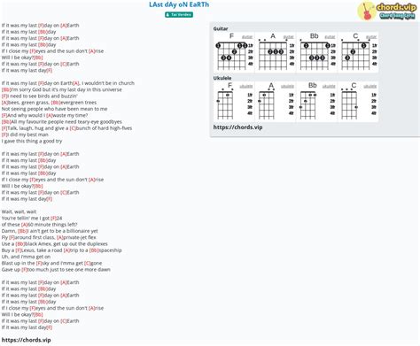 Hợp âm: LAst dAy oN EaRTh - cảm âm, tab guitar, ukulele - lời bài hát ...