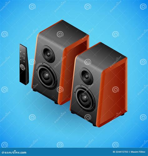 Realistic Sound Speakers In Isometry Vector Isometric Illustration Of