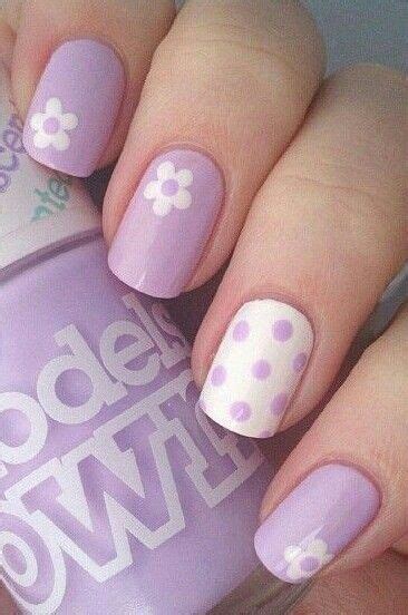 Pastel Lila Flores Lunares Pretty Nail Art Designs Trendy Nails