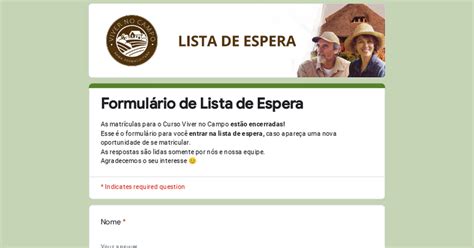 Formulário de Lista de Espera