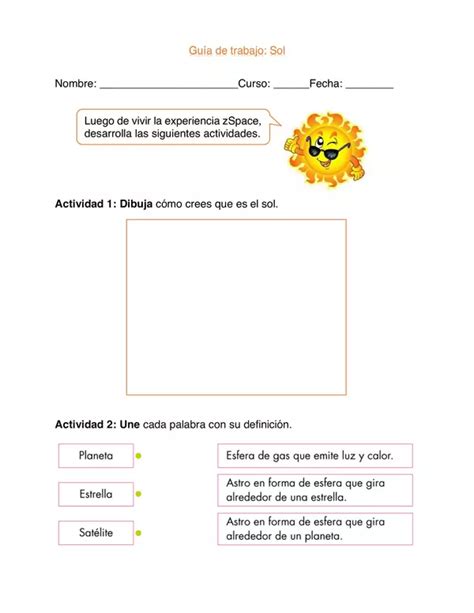 Guia De Trabajo Sol Ciencias Naturales Primero Basico Profe Social