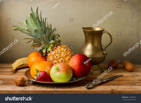 Still Life Assorted Fruits On Wooden Stock Photo 126530537 Shutterstock