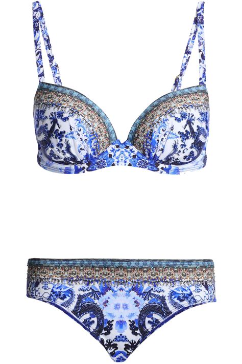 Camilla Synthetic Woman Crystal Embellished Printed Underwired Bikini