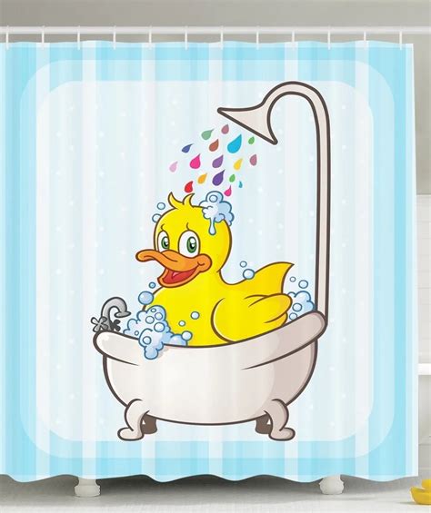 Shower Curtain Cartoon Cute Yellow Rubber Duck Printing Waterproof