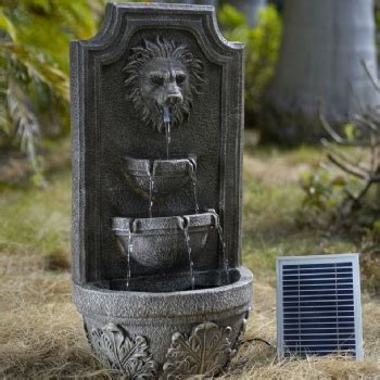 Lion Head wall solar waterfall water fountain indoor & outdoor fountain ...