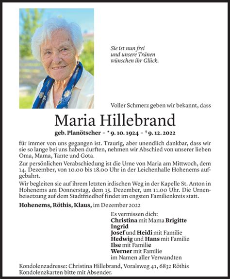 Gedenkkerzen Von Maria Hillebrand Todesanzeigen Vorarlberger Nachrichten