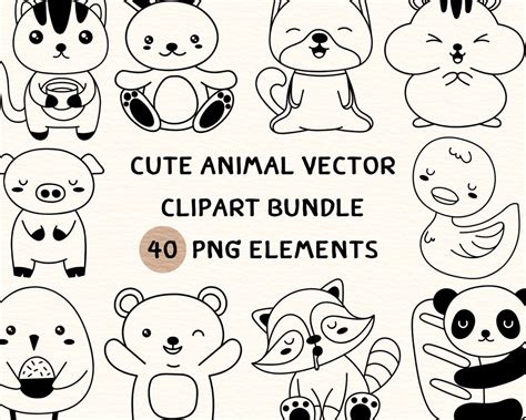 cute animal vector clipart bundle cute animal vector clipart cute