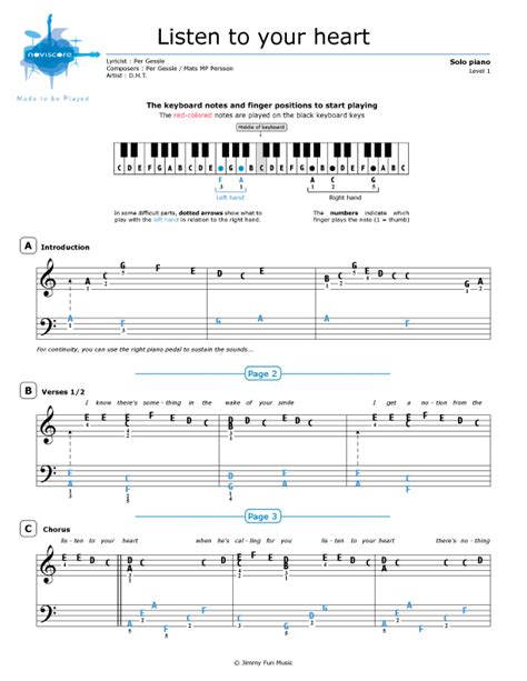 Piano sheet music Listen to your heart (D.H.T) | Noviscore sheets