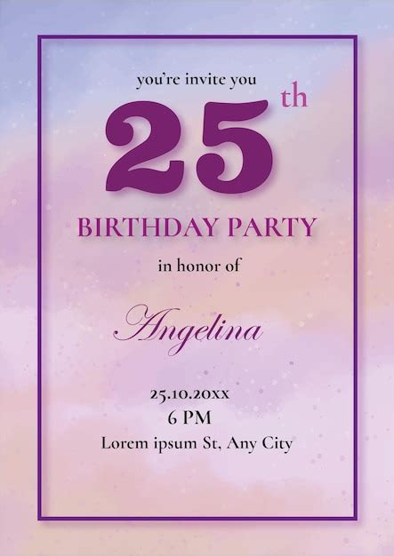 Invitación de la fiesta de cumpleaños número 25 Vector Premium