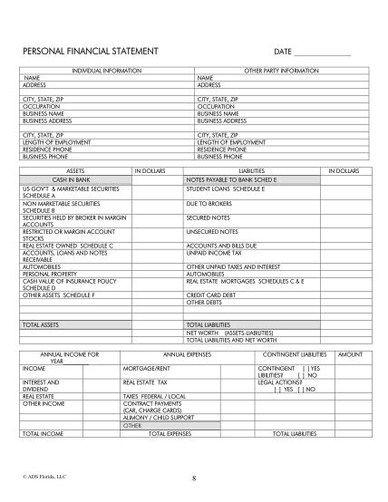 25 Simple Personal Financial Statement Free To Edit Download And Print