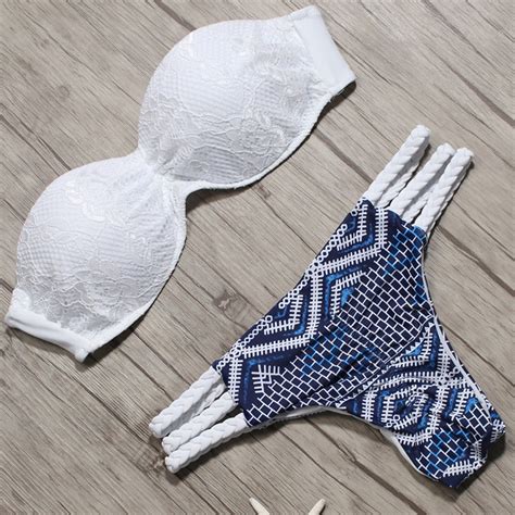 Sexy Solid Bikini New Patchwork Swimsuit Women Lace Scallop Edge