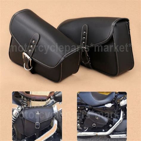 Alforjas De Cuero Negro Para Motocicleta Harley Bolsa Basculante