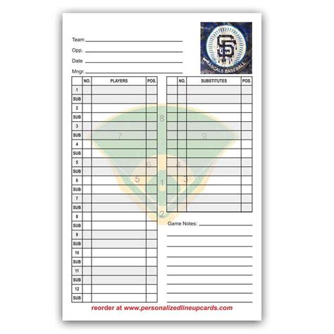 Printable Softball Lineup Cards