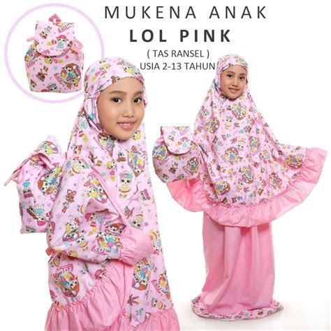 Jual Mukena Anak Cantik Lucu Karakter Motif Lola Pink Usia 2 13 Tahun Bahan Adem Katun Model