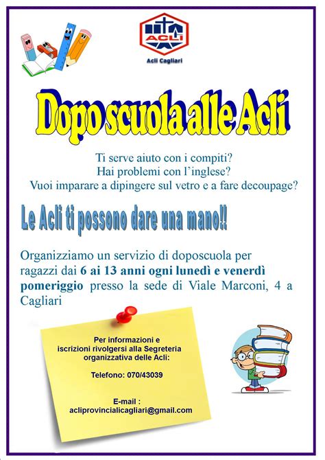 Locandina Doposcuola Acli Provinciali Cagliari