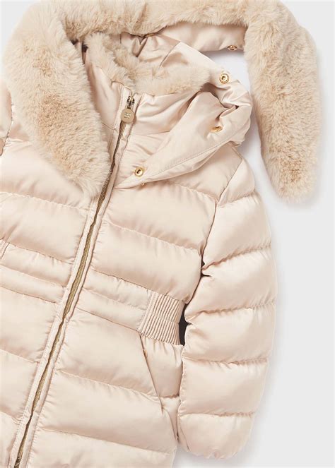 Satin Puffer Jacket Faux Fur Girl Abel Lula