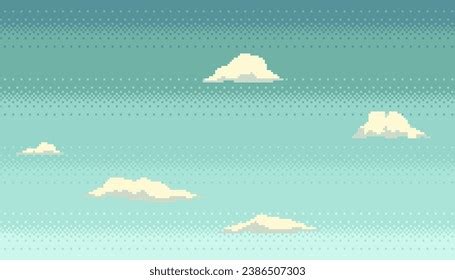 Pixel Art Clouds Background Seamless Sky Stock Vector (Royalty Free ...