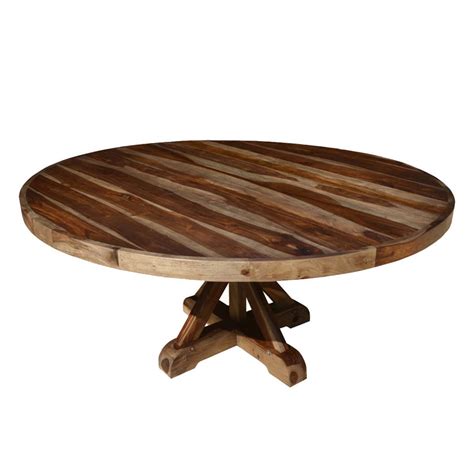 Bedford Rustic Solid Wood 72" X Pedestal Round Dining Table