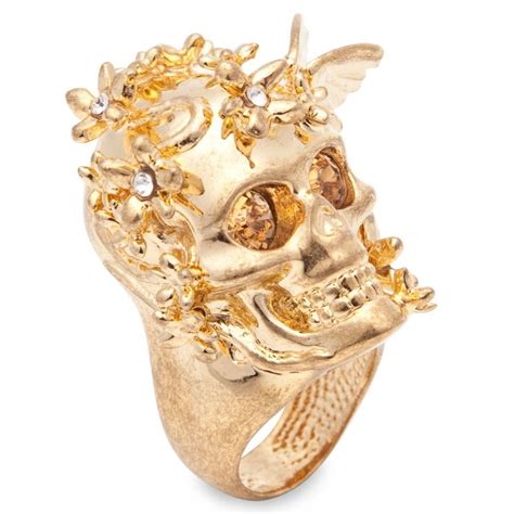 Alexander McQueen Butterfly Flower Skull Ring With Images Designer