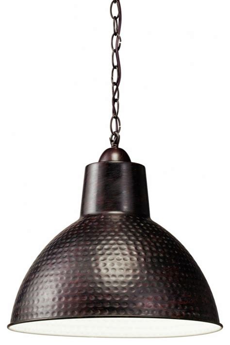 1 Light Contemporary Hammered Metal Shade Pendant Light Bronze Finish Industrial Pendant