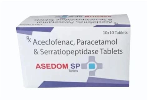 ASEDOM SP TABLET Composition Aceclofenac 100mg Paracetamol 325mg