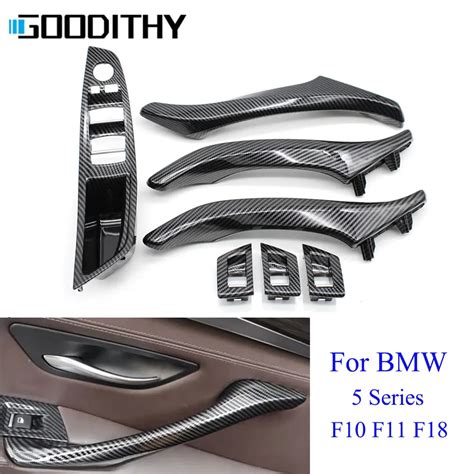 Lhd Rhd Interior Carbon Fiber Armrest Panel Door Pull Handle Cover