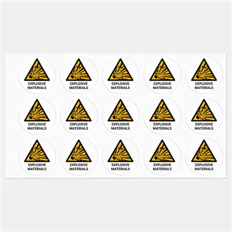 Explosive Materials Warning, Explosion Hazard Labels | Zazzle